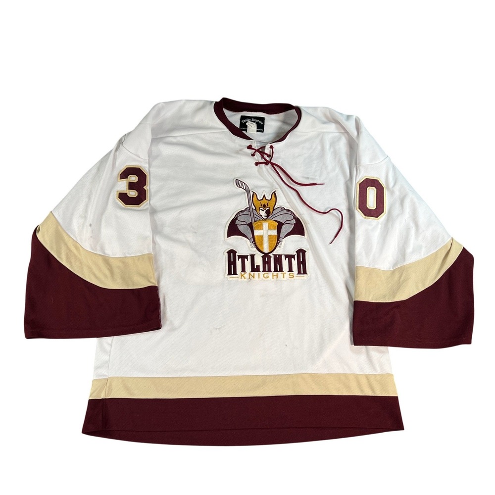 Vintage Atlanta Knights Rod Miller Goalie Jersey Mens 2XL White Lace Up IHL 90s